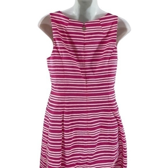 Tommy Hilfiger pink white textured stripe a-line dress II27 - Picture 8 of 10